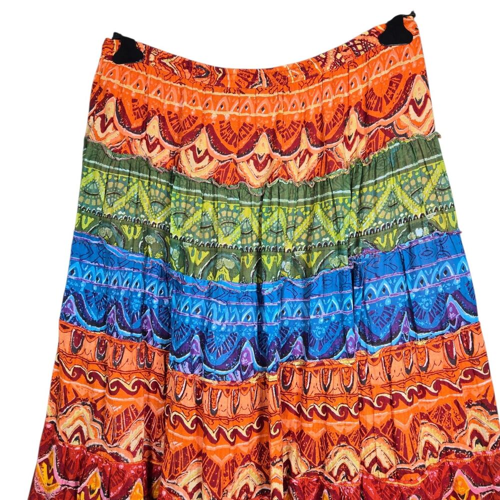 Jane Ashley Skirt Womens Large Multicolor Boho Peasant Maxi Festival Tribal - Picture 7 of 8